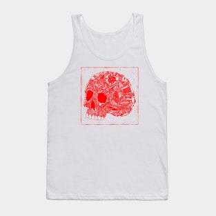 HomeSchoolTattoo Mechanical Tattoo Skull RED Tank Top